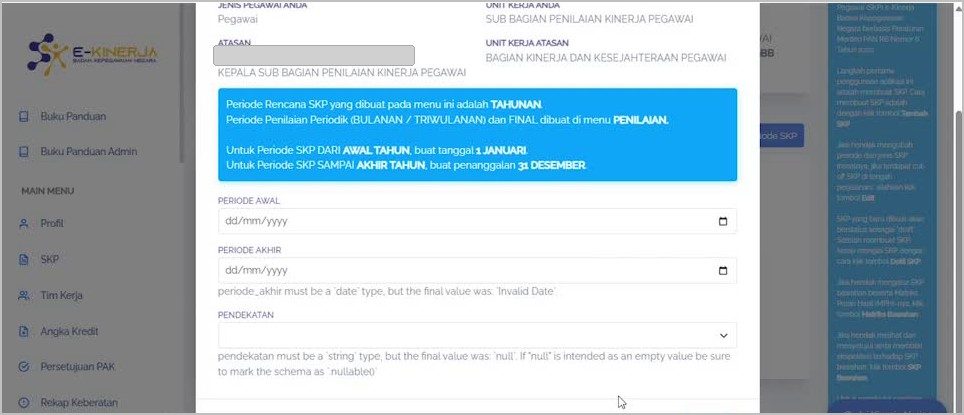 Formulir Tambah Periode SKP.